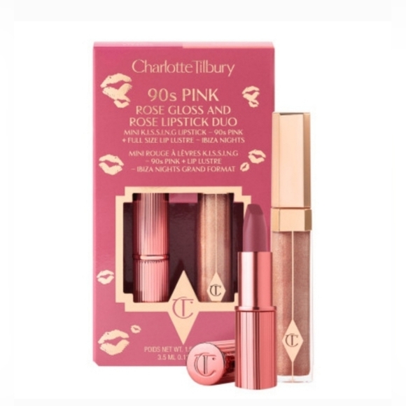 Charlotte Tilbury 90s Pink Rose Gloss + Rose Lipstick Duo | Brand New in Box - Picture 5 of 5